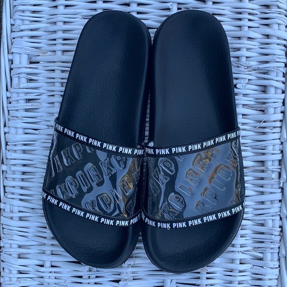 PINK Victoria's Secret Shoes - PINK clear logo slides